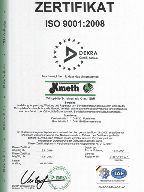 ISO Zertifizierung Schuh Kmeth Forchheim